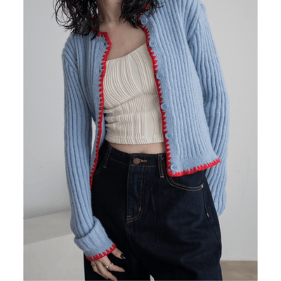 【日本VACANCY】撞色縫線針織開襟衫9