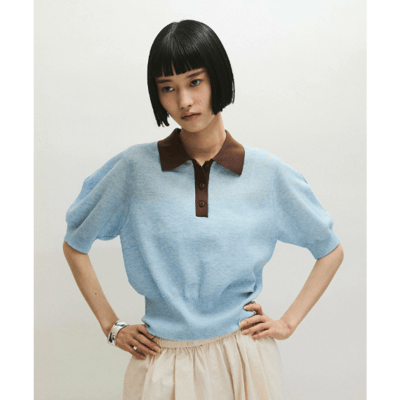 【 sellADAM ET ROPE' FEMME 】【定番】苧麻針織 POLO 衫3