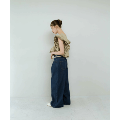 【日本 KBF】2WAY 雙色荷葉邊無袖上衣11