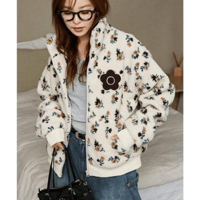 【 MARY QUANT × PUBLUX 】別注滿版花朵毛絨外套2