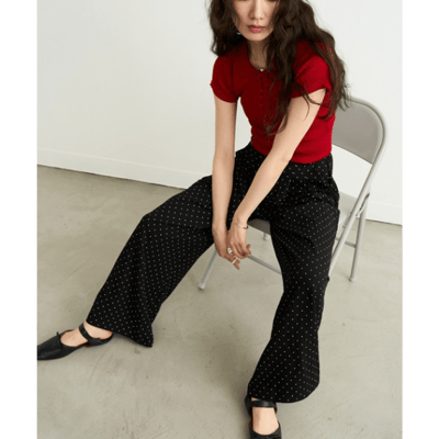 【 Lutim by u 】點點雙褶寬褲6