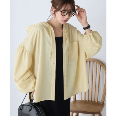 【 BONLECILL 】【97%抗UV】Solvere 輕盈透膚抓皺連帽防曬襯衫外套 (微透感、涼感涼しげ)8