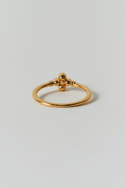 【 BRKUMO 】flower ring / 04 Onyx｜黑瑪瑙花朵戒指4