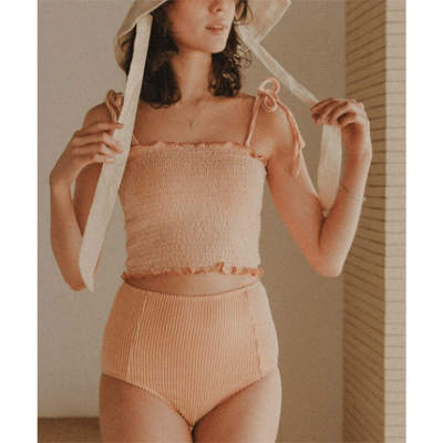 【 titivate 】日系透膚長版前開比基尼兩件式泳裝12