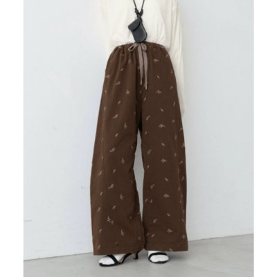 【 CIAOPANIC TYPY 】 葉子刺繡寬版休閒 Chino 長褲8