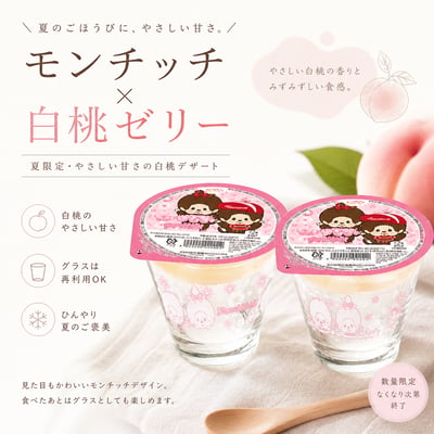 【 日本Lawson限定 】Monchhichi聯名白桃果凍玻璃杯1