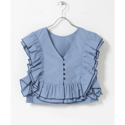 【日本 KBF】2WAY 雙色荷葉邊無袖上衣5