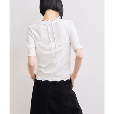 【 ADAM ET ROPE' FEMME 】WEB限定．日系時髦層次感假兩件平口疊穿上衣2