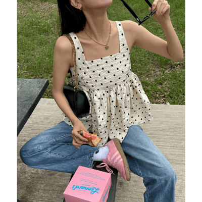 【 titivate 】日系大人感．方領蓬鬆下擺細肩帶背心6