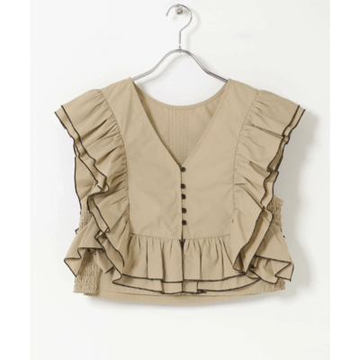 【日本 KBF】2WAY 雙色荷葉邊無袖上衣12