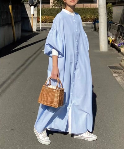 【CORNERS by KR 】大澎袖條紋襯衫連身裙8