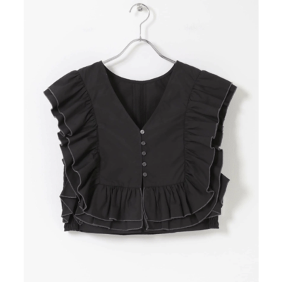 【日本 KBF】2WAY 雙色荷葉邊無袖上衣15