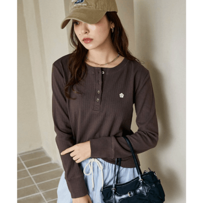 【 MARY QUANT × PUBLUX 】限定聯名羅紋亨利領長袖上衣2