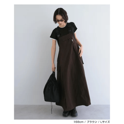 【日本 andme】多機能尼龍吊帶長裙 抗UV接觸涼感潑水加工13