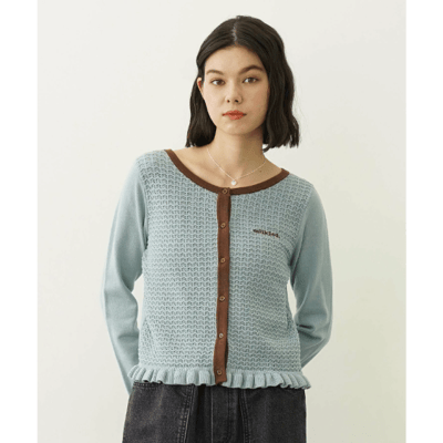 【 MILKFED. 】 FRILL KNIT CARDIGAN 撞色荷葉邊針織開襟衫4