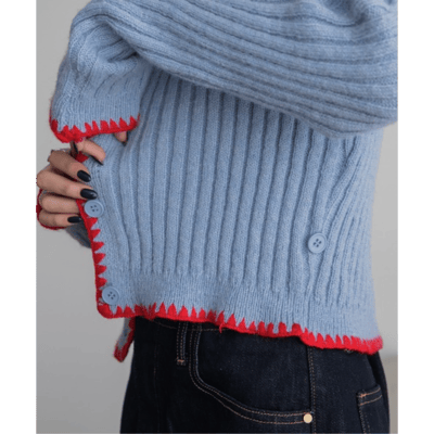 【日本VACANCY】撞色縫線針織開襟衫8