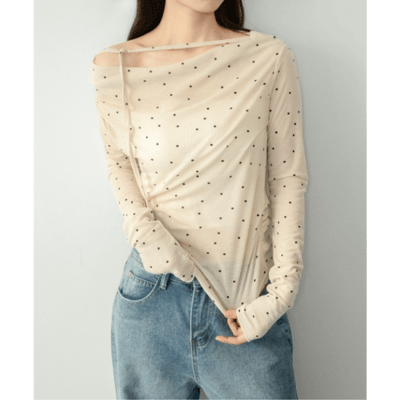 【 on:nue 】大人系透視點點露肩上衣4