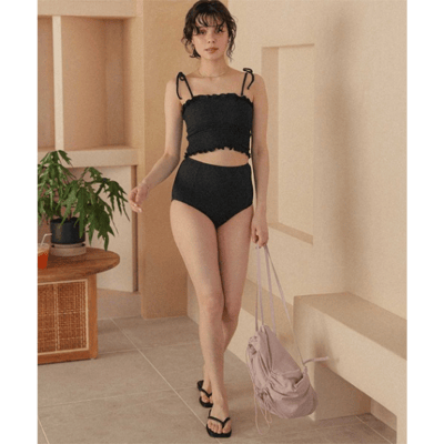 【 titivate 】日系透膚長版前開比基尼兩件式泳裝16