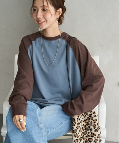 【 FREAK'S STORE 】USA棉撞色拉克蘭長袖T10