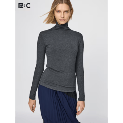 【日本UNIQLO感謝祭】極暖發熱衣喀什米爾混紡高領 T恤3