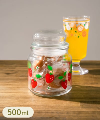 【 3COINS 】昭和レトロ調 復古玻璃附蓋萬用儲物罐 500ml2