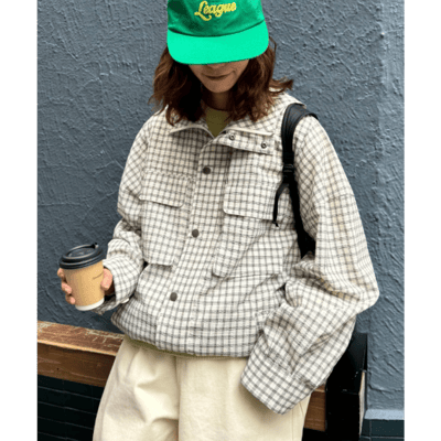 【UNISEX】格紋連帽襯衫外套2