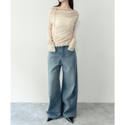 【 on:nue 】大人系透視點點露肩上衣7