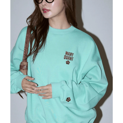 【 MARY QUANT × PUBLUX 】刷毛圓領 Logo 大學T1