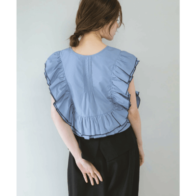 【日本 KBF】2WAY 雙色荷葉邊無袖上衣3