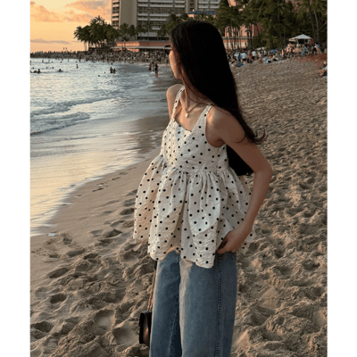 【 titivate 】日系大人感．方領蓬鬆下擺細肩帶背心7