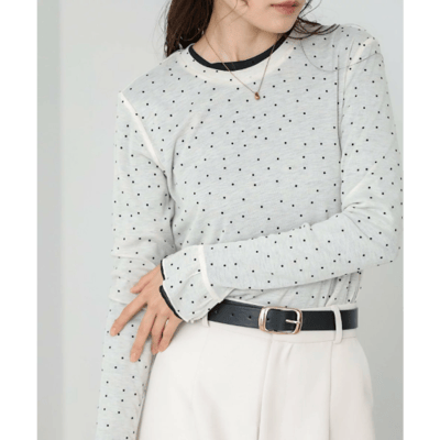 Bab透膚水點點荷葉邊上衣1