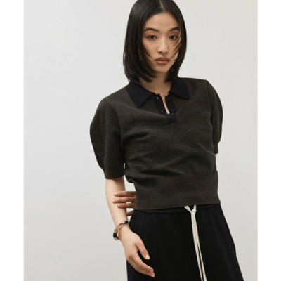 【 sellADAM ET ROPE' FEMME 】【定番】苧麻針織 POLO 衫12