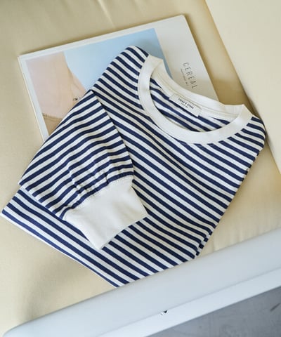 【 FREAK'S STORE 】撞色細條紋 Oversize 長袖T恤4