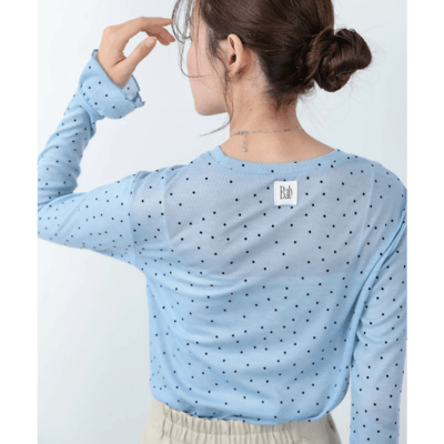 Bab透膚水點點荷葉邊上衣2