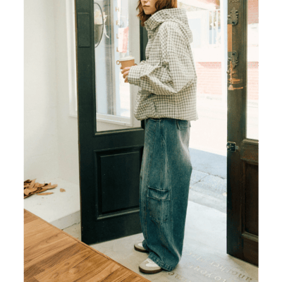 【UNISEX】格紋連帽襯衫外套5