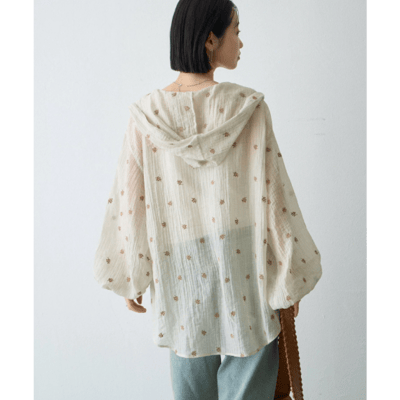 【 CIAOPANIC TYPY 】花朵刺繡薄透連帽襯衫/罩衫9