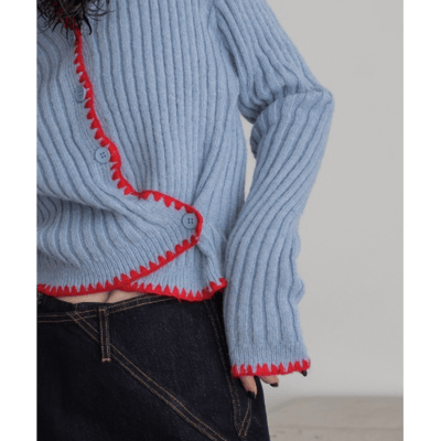 【日本VACANCY】撞色縫線針織開襟衫7