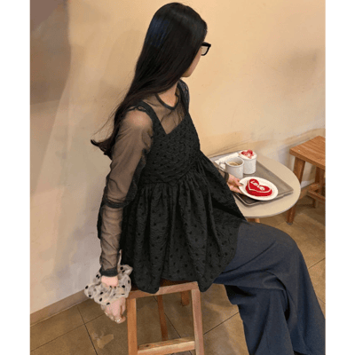 【 titivate 】日系大人感．方領蓬鬆下擺細肩帶背心11