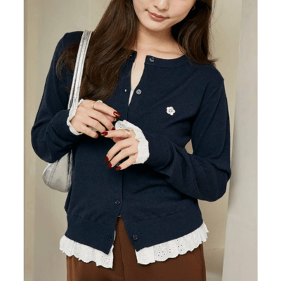 【 MARY QUANT × PUBLUX 】別注蕾絲拼接針織開襟衫1