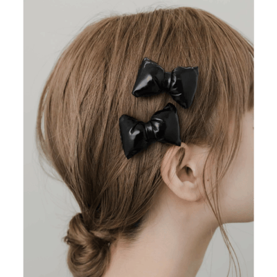 【日本DISCOAT】澎澎軟墊緞帶髮夾 2入組1