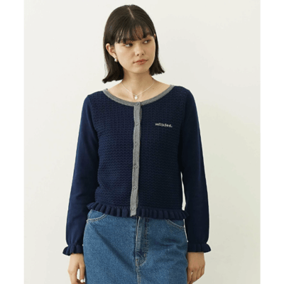 【 MILKFED. 】 FRILL KNIT CARDIGAN 撞色荷葉邊針織開襟衫9