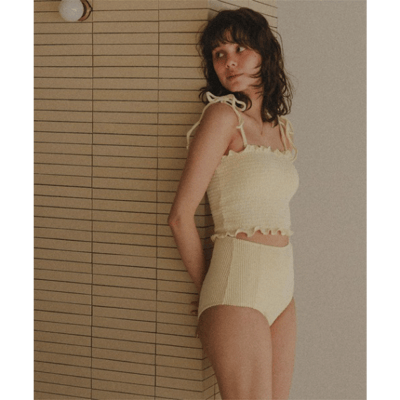 【 titivate 】日系透膚長版前開比基尼兩件式泳裝4