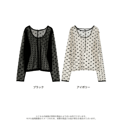 【 Re:EDIT 】植絨波點透膚薄紗上衣11