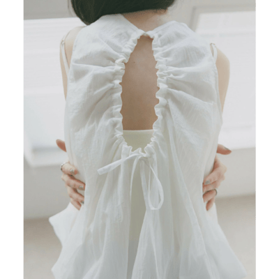 【 日本Freesia  】無袖氣球下擺透視上衣9