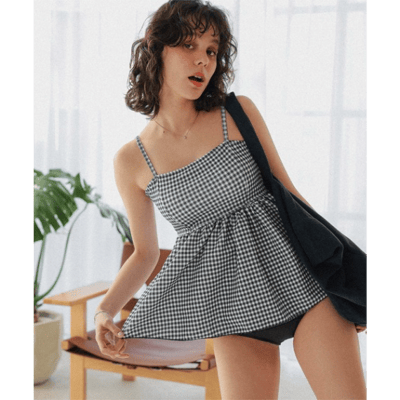 【titivate】日系深V設計抹胸比基尼兩件式泳裝5