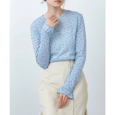 Bab透膚水點點荷葉邊上衣4