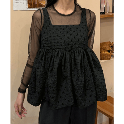 【 titivate 】日系大人感．方領蓬鬆下擺細肩帶背心13