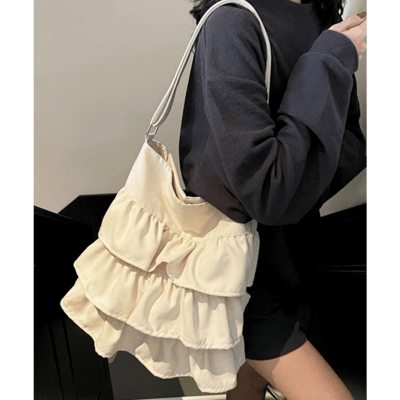 【 ninon 】層次感荷葉邊手提包1