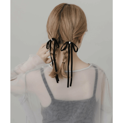 【 SMELLY 】WEB 與部分店舖限定 絲絨蝴蝶結髮夾組2