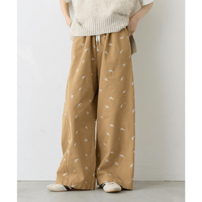 【 CIAOPANIC TYPY 】 葉子刺繡寬版休閒 Chino 長褲4